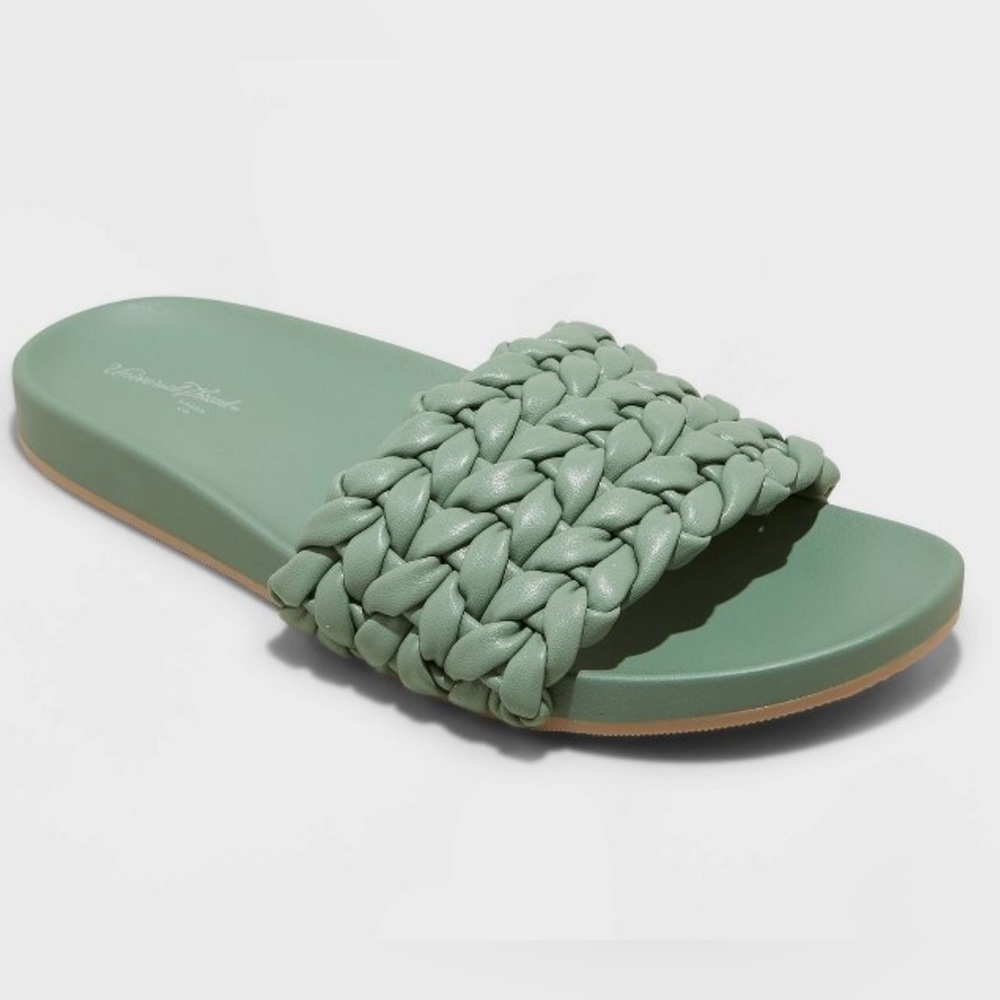 Universal Thread Braided Slide Sandals in Sage Green